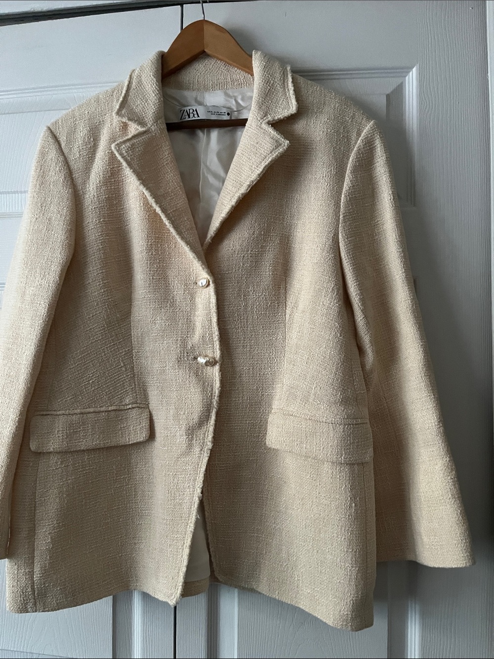 Zara Cream Bouclé Blazer Jacket